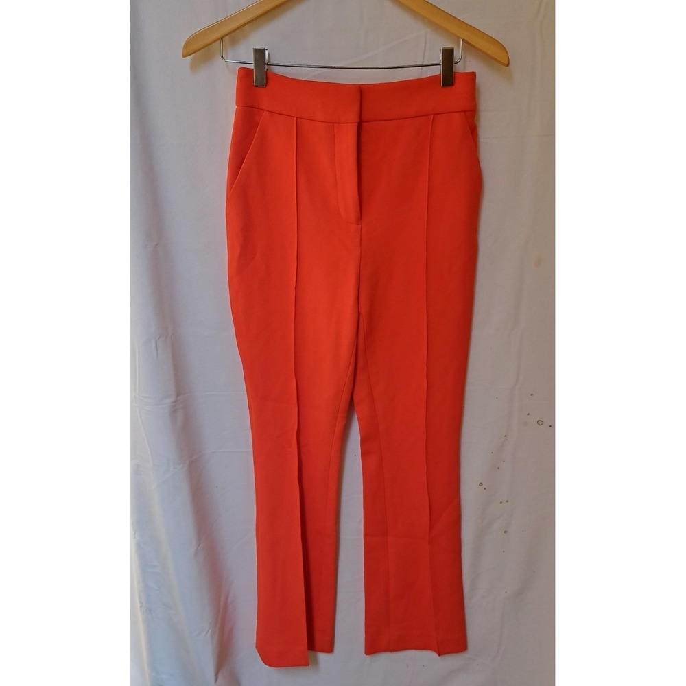 Veronica Beard Tani Pant Flame Orange High Rise Straight Leg Trouser Size 0 NEW‎